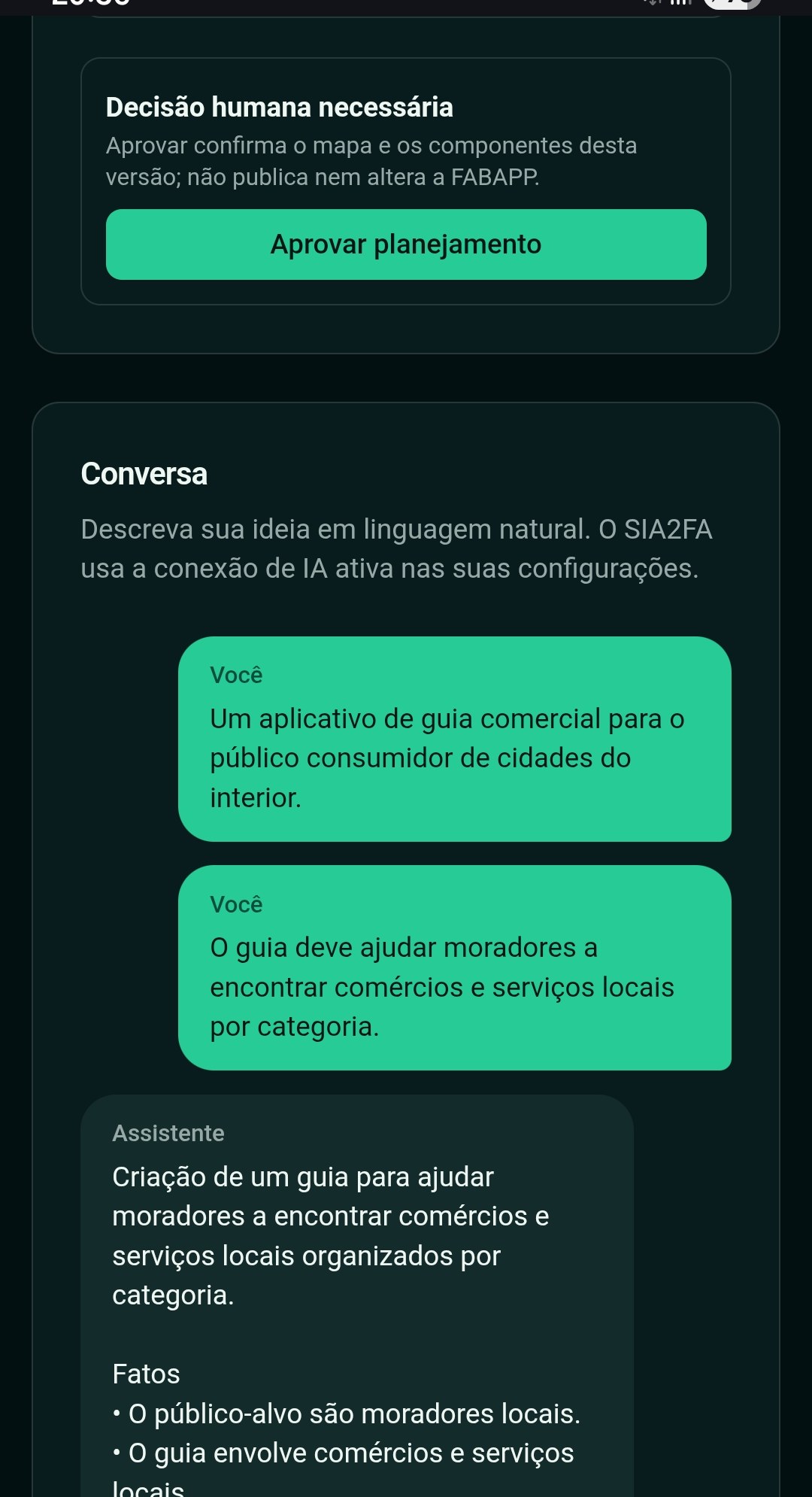 Decisão humana necessária no Sia2Fa, no celular