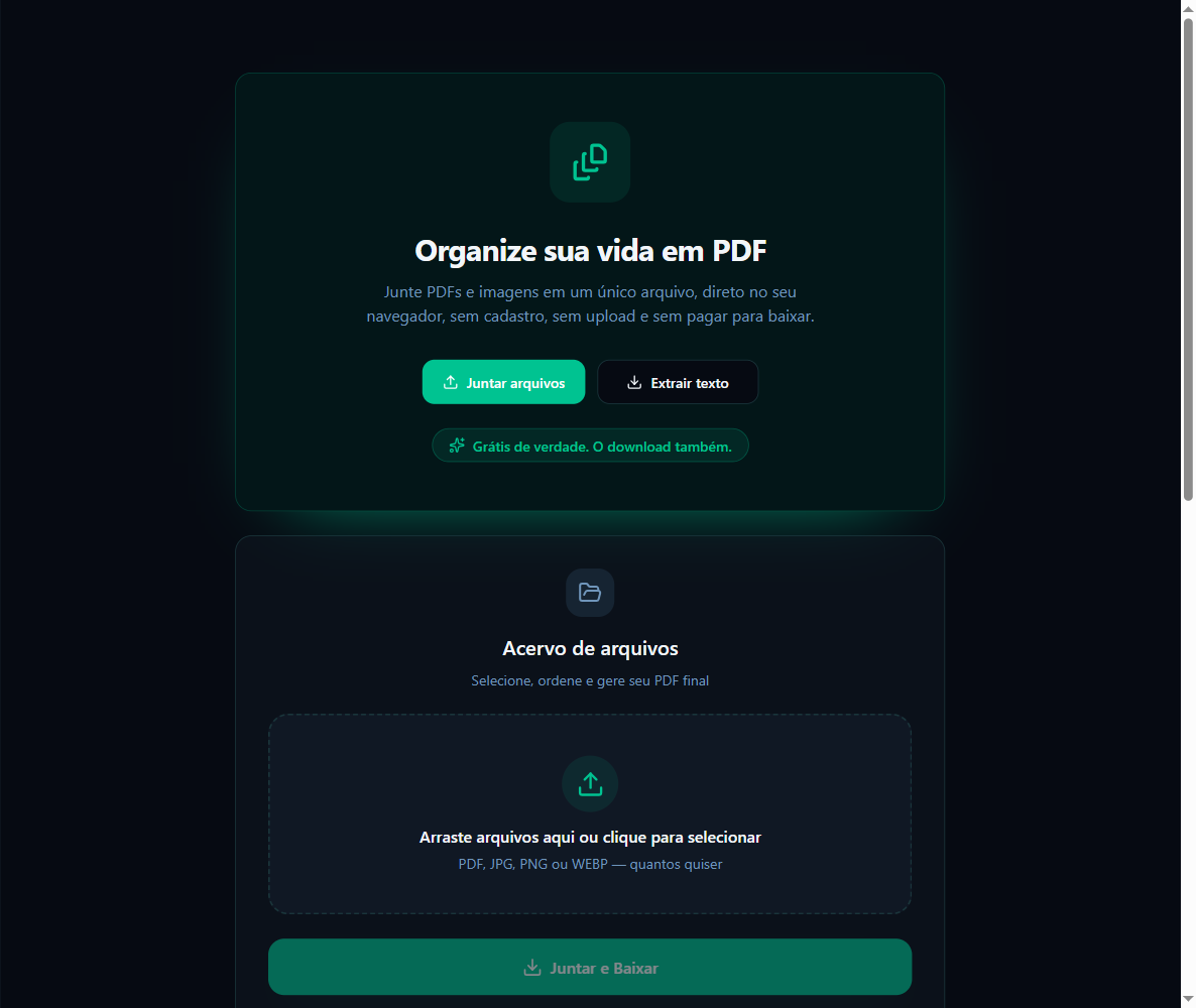 Tela real do PdfLivre em desktop