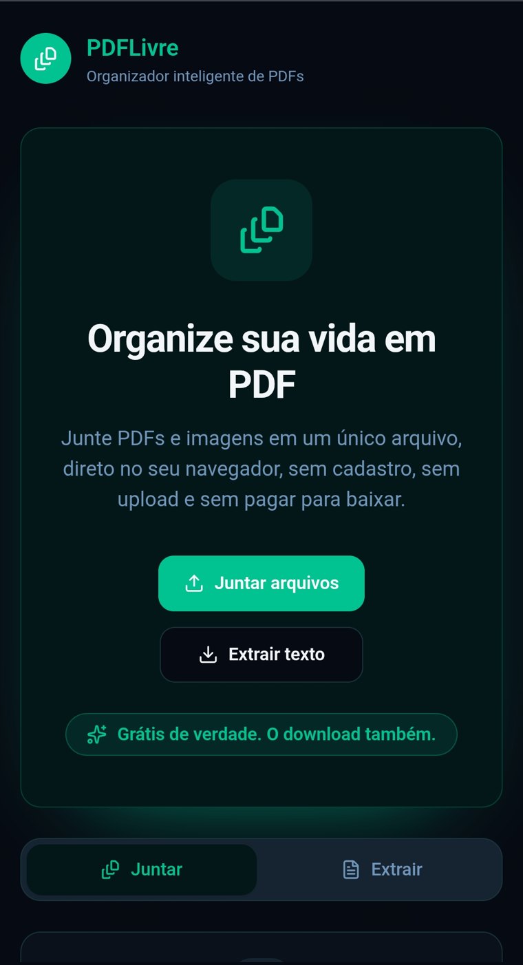 Tela real do PdfLivre no celular